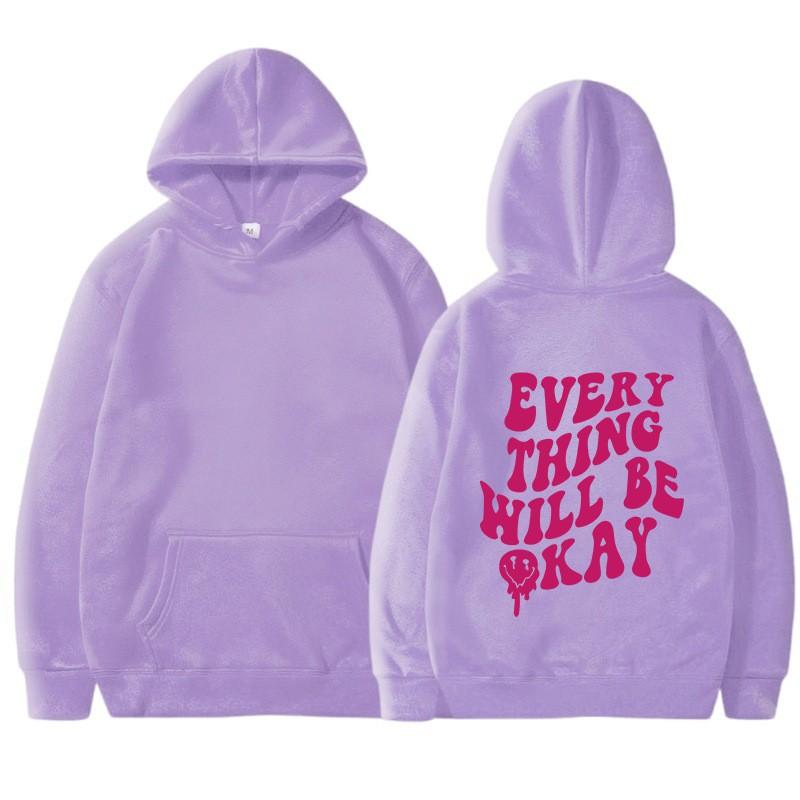 Oversized Hooded Sweatshirt Women Men Long Sleeve Fleece Lined Casual Streetwear With Letter Print