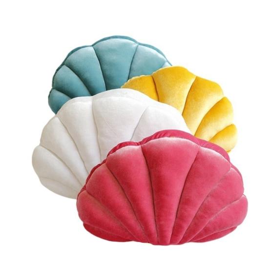 3D Velvet Shell Pillow Soft Insert Seashell Ocean Beach Theme Throw Pillow