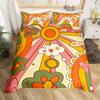 Erosebridal 60S 70S Hippie Duvet Cover Twin Vintage Boho Sun Bedding Set Groovy Flowers Clouds Love Hearts Comforter Cover for Kids Girls Te