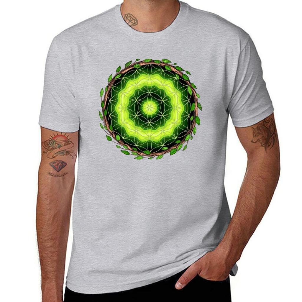 Ayahuasca Sacred Geometry T-Shirt Tops Plus Size Tops Vintage Mens Workout Shirts
