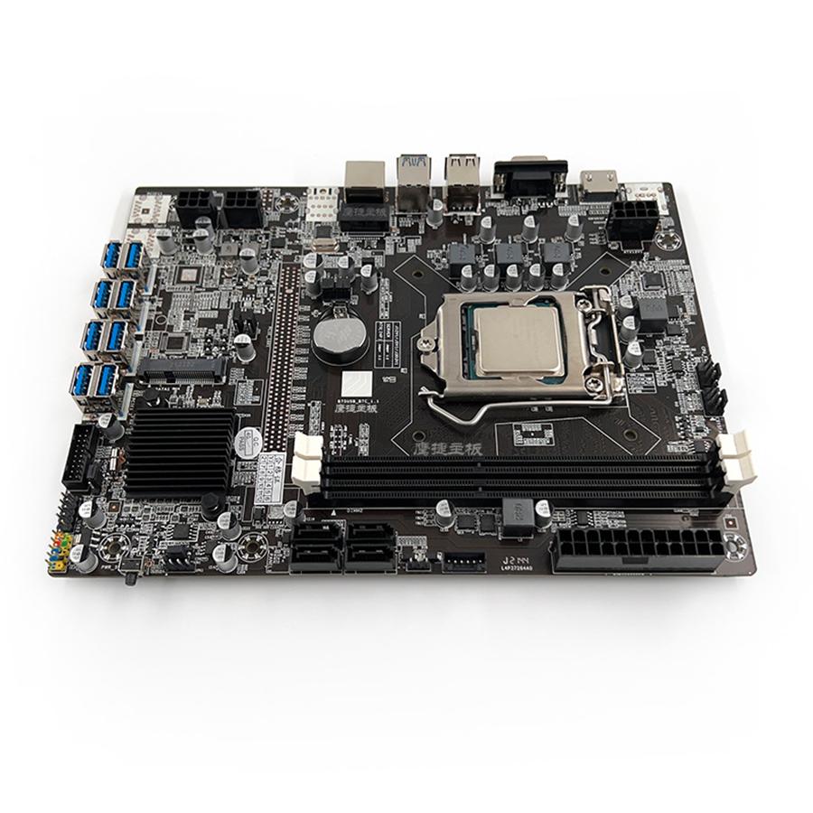 BTC B75 Mining Motherboard LGA1155 8*PCIE To USB3.0 Supports 8 GPU Graphics Card DDR3 DIMM RAM ETH Bitcoin Ethereum Miner Rig