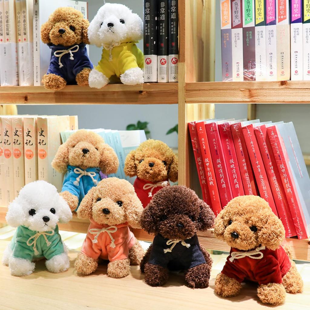 20cm Plush Toy Poodle with Detachable Hoodie, Sitting Position, Fluffy, Puppy, Body Pillow, Teddy Bear Dog, Teddy Poodle, Plush Toy, PP Cotton