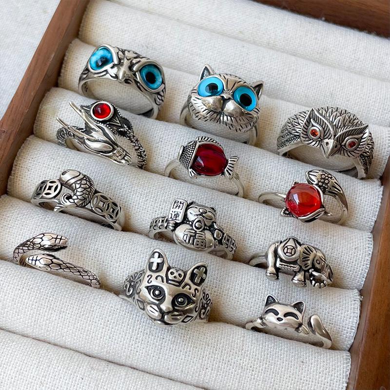 "Anello a forma di gatto in argento sterling 925 Lanzhi – Gioiello di lusso leggero con indice aperto"