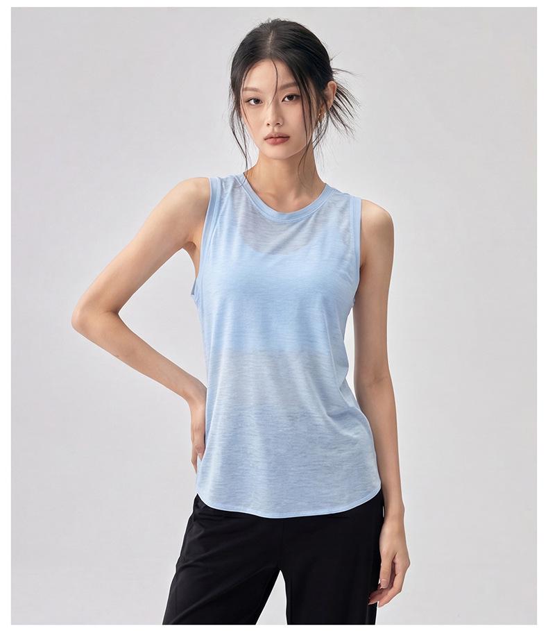 Hollow-Back Mesh Yoga Top with Bamboo Yarn, Quick-Dry Fitness Cover-Up, Women's Open Back Round Neck Sports Tee