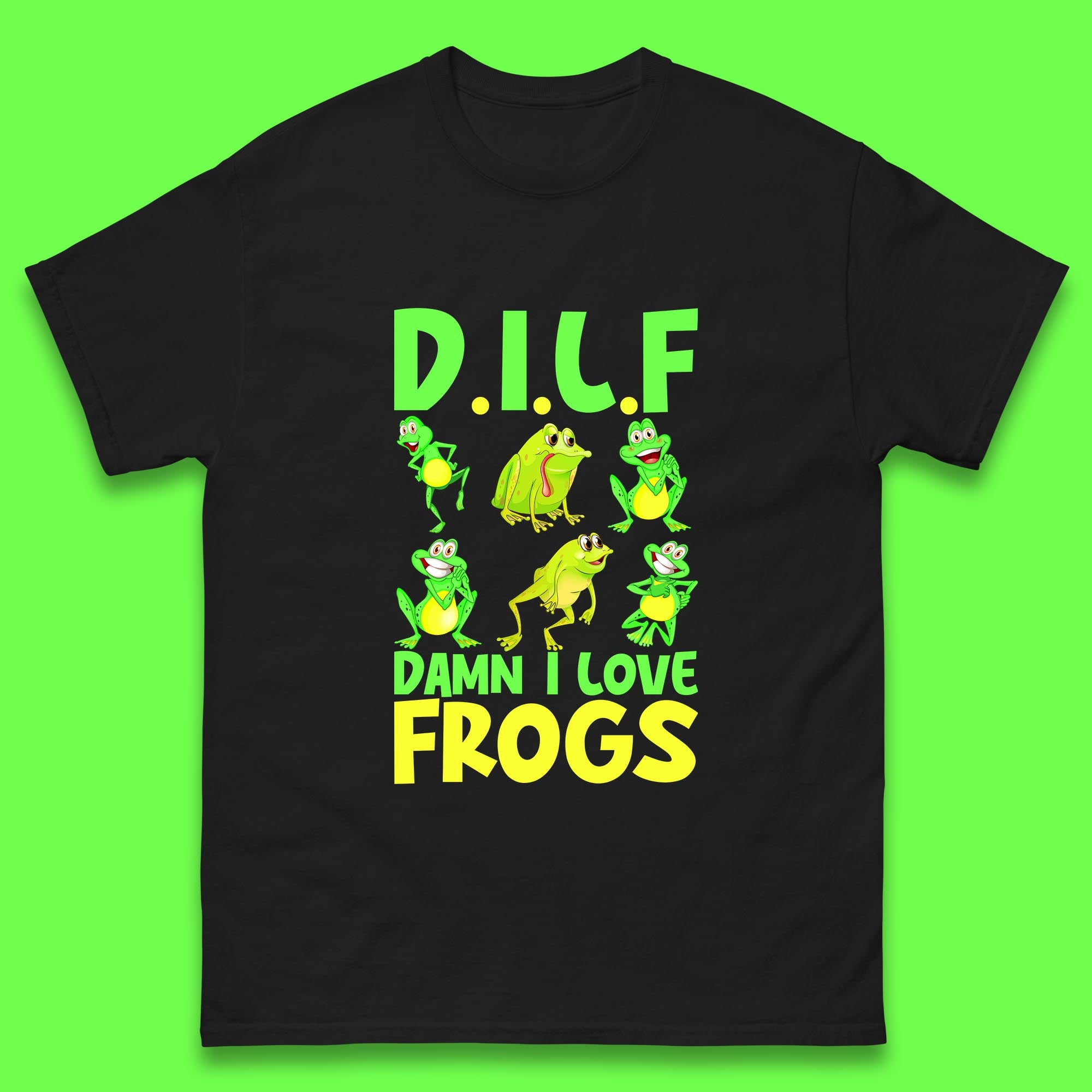 Dilf Damn I Love Frogs Funny Saying Animals Vintage Frog Lover Mens Tee Top 4XL