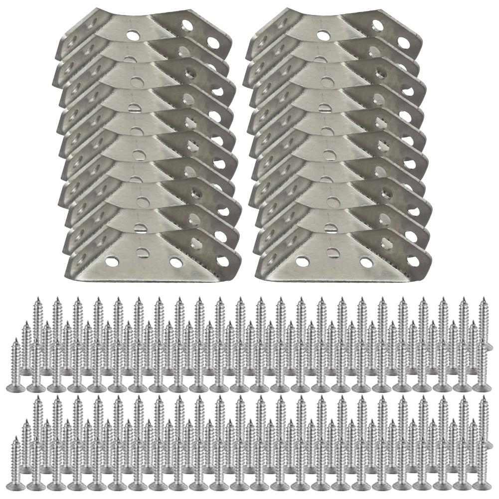 5/10/20Pcs Fasteners Connector Stainless Steel Right Angle Corner Stand Supporting Furniture Corner Connector Furniture Hardware