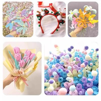 200 st piprensare Hantverk DIY Piprensare Blommformningskit Färgade Chenille-stjälkar Partihandel med Blomtrådar Trädgårdstejp för Konst Hantverksmaterial
