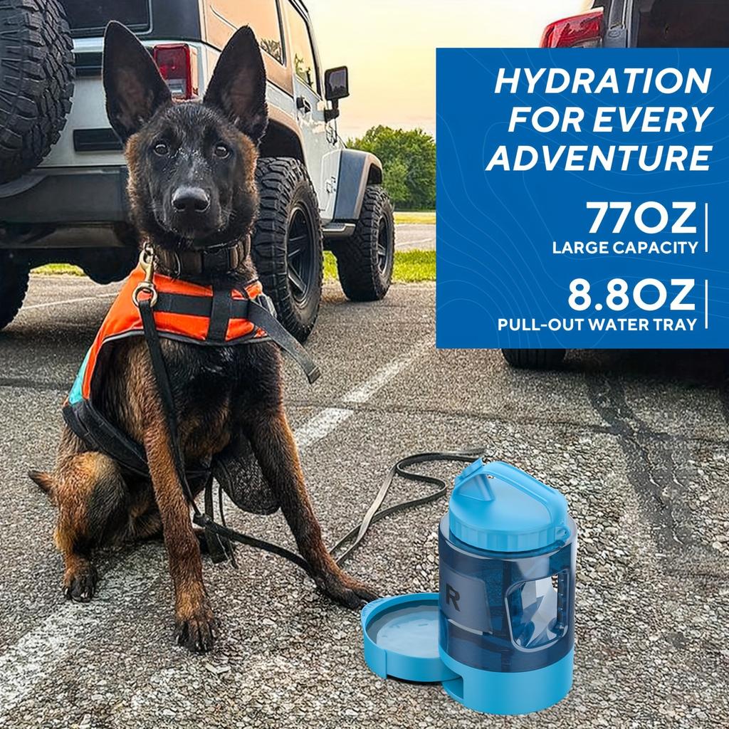 Sea Blue Large Capacity Water Bottle for Camping, Dog Park, and Hiking - Portable Dog Travel Water Bottle with Detachable Drinking Bowl