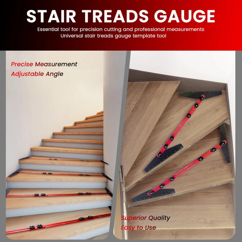 Stair Tread Template Tool - Step Measuring Jig with Ruler and Angle - 10.2In to 60In Guage Wizard Scribe Tool Cutting Guides