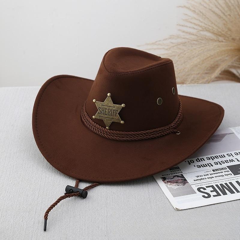 1Pc Unisex Artificial Suede Beach Cowboy Hat Wide Brim Sun Protection Party Cosplay Hat Solid Color Breathable Jazz Hat