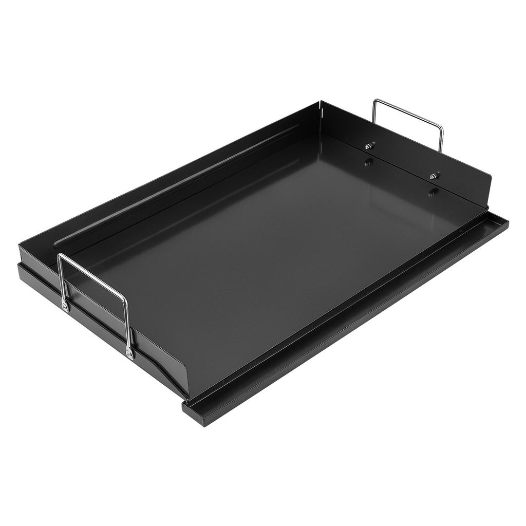Carbon Steel Griddle 63x41 cm Flat Top Pre-Seasoned Plate Handle, for BBQ Eggs Burger, Even Heat Distribution, Non-Stick Portable Rectangular Family