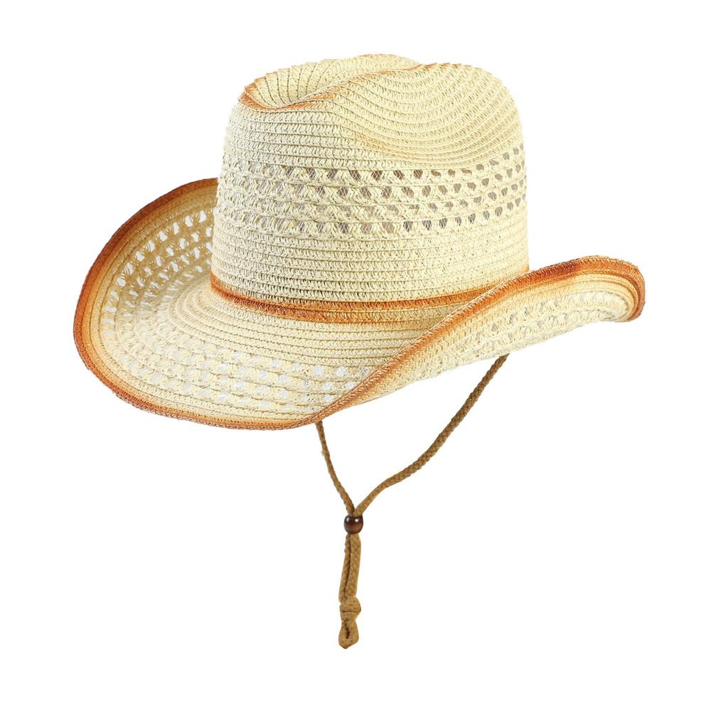 Boho-Stil Strohhut mit breiter Krempe, atmungsaktiger Sonnenschutz für Strand und Reise