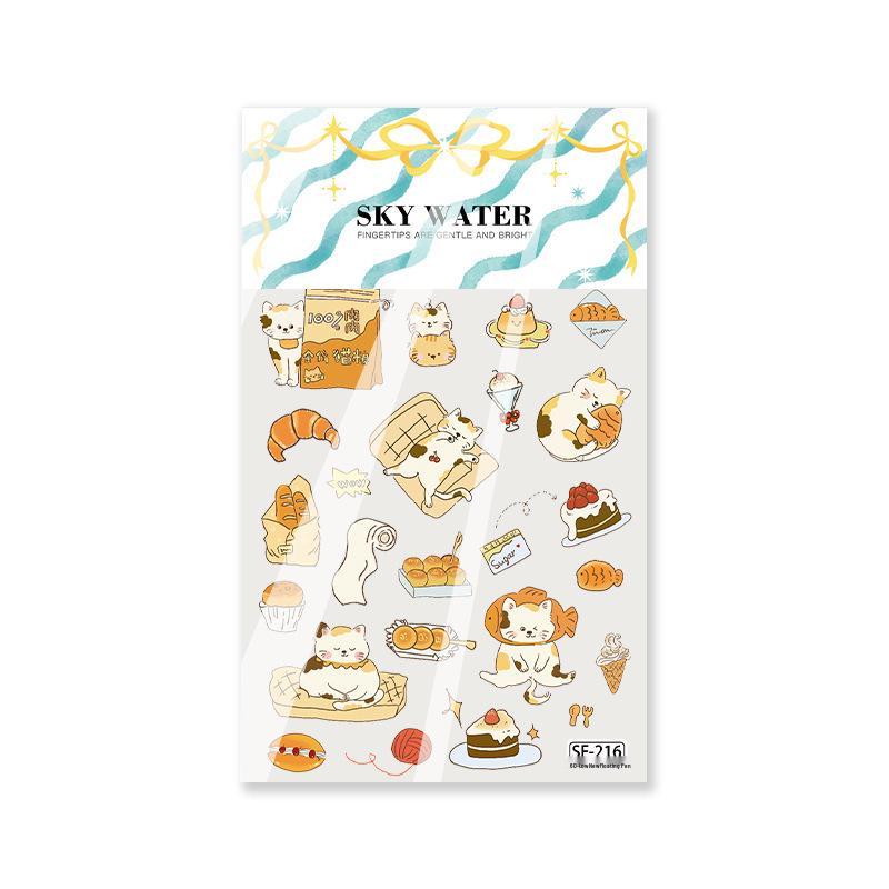 SKY 6D Embossed Cartoon Kitten Baguette Party Decorative Stickers