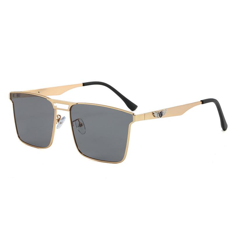 Metal double beam square frame sunglasses men's high definition polarized light outdoor fishing driving sunglasses fishing