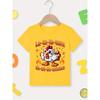 European sizes Summer Stylish Short-Sleeve T-Shirt for Boys Featuring a Fiery Little Rooster Print with "LA-LA-LA-LAVA, CH-CH-CH-CHICKEN"