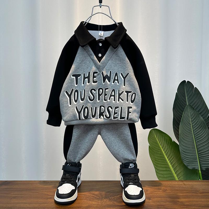 Set di Abbigliamento Autunnale alla Moda per Bambini 2024 Comodo Design in Cotone a Manica Lunga Per Ragazzi