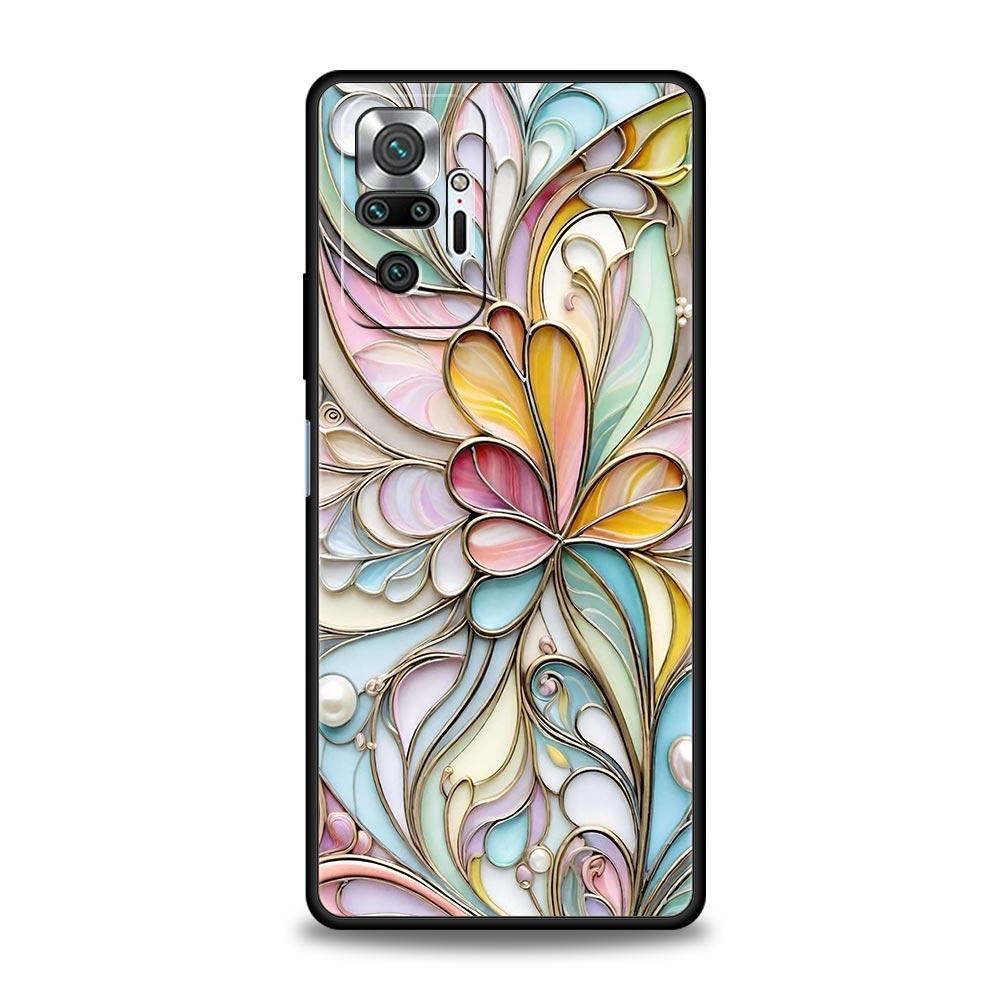 Fashion Flower Pattern Phone Case For Xiaomi Redmi Note 14 13 5G 10 11 12 Pro Plus 4G 14C 13C 12C 10C Black Cover