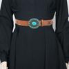 PU Waist Belt with Embossed Gemstones Buckle Adjustable Length Waist Belt Woman Girls Jeans Skirt Coat Decors Waistband