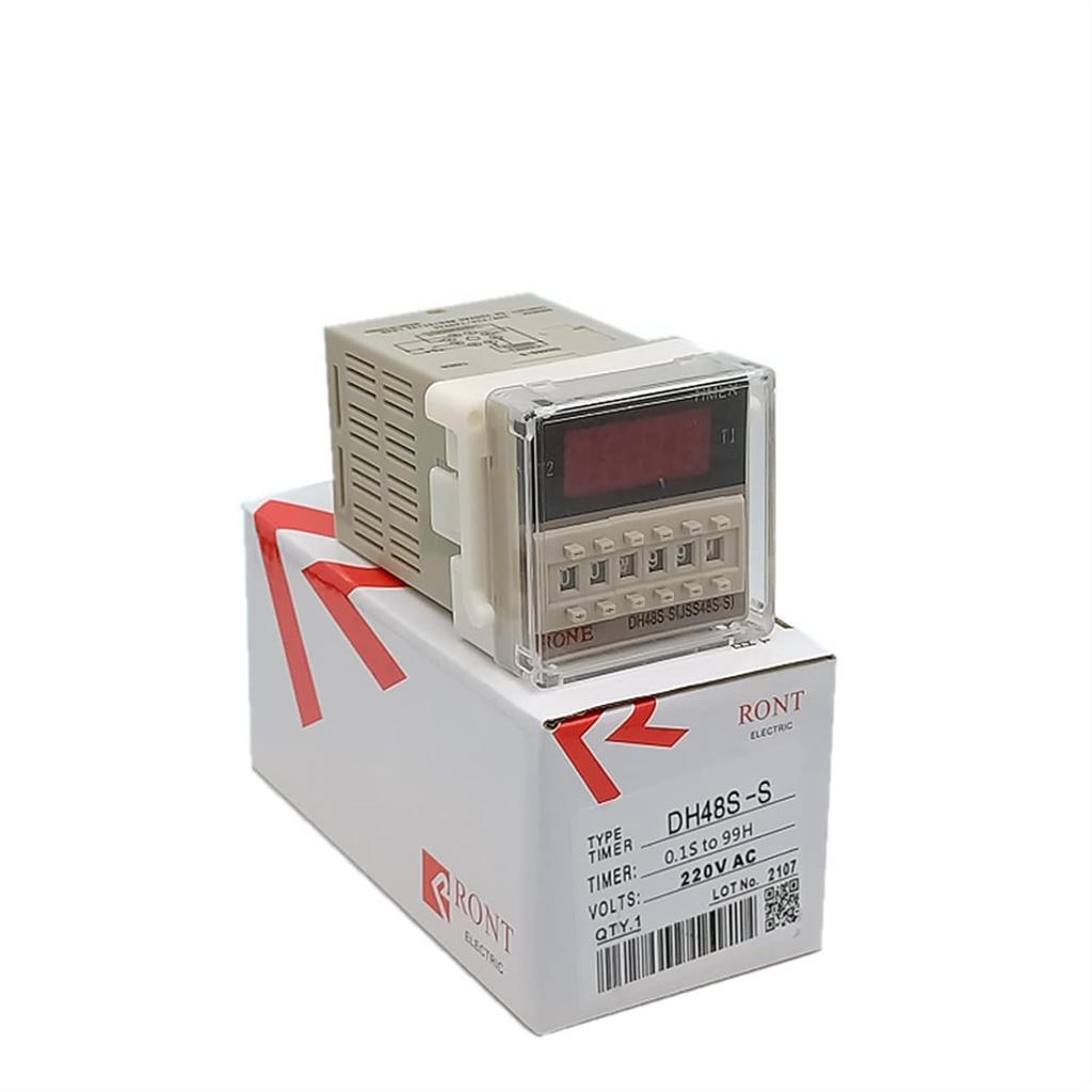 Time Relay DH48S-S 0.1S-99H Digital AC 110/220V DC 12/24V Repeat Cycle SPDT Programmable Timer Switch with Socket Din Rail(DC 12V)