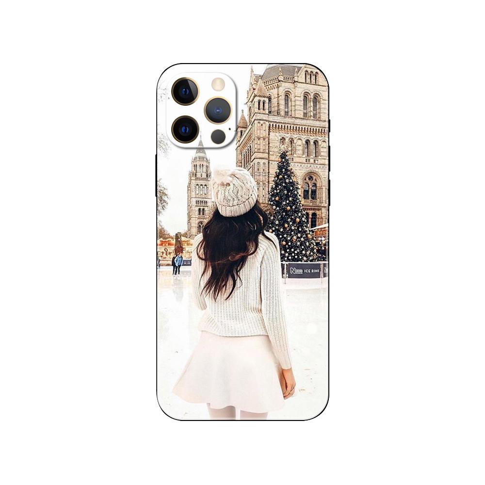 

Зимний новогодний рождественский чехол для телефона iPhone 5 5s 2020se 6 6s 7 8 plus x 10 XR XS 11 12 13 mini pro MAX черная задняя крышка из ТПУ iphone 12pro MAX