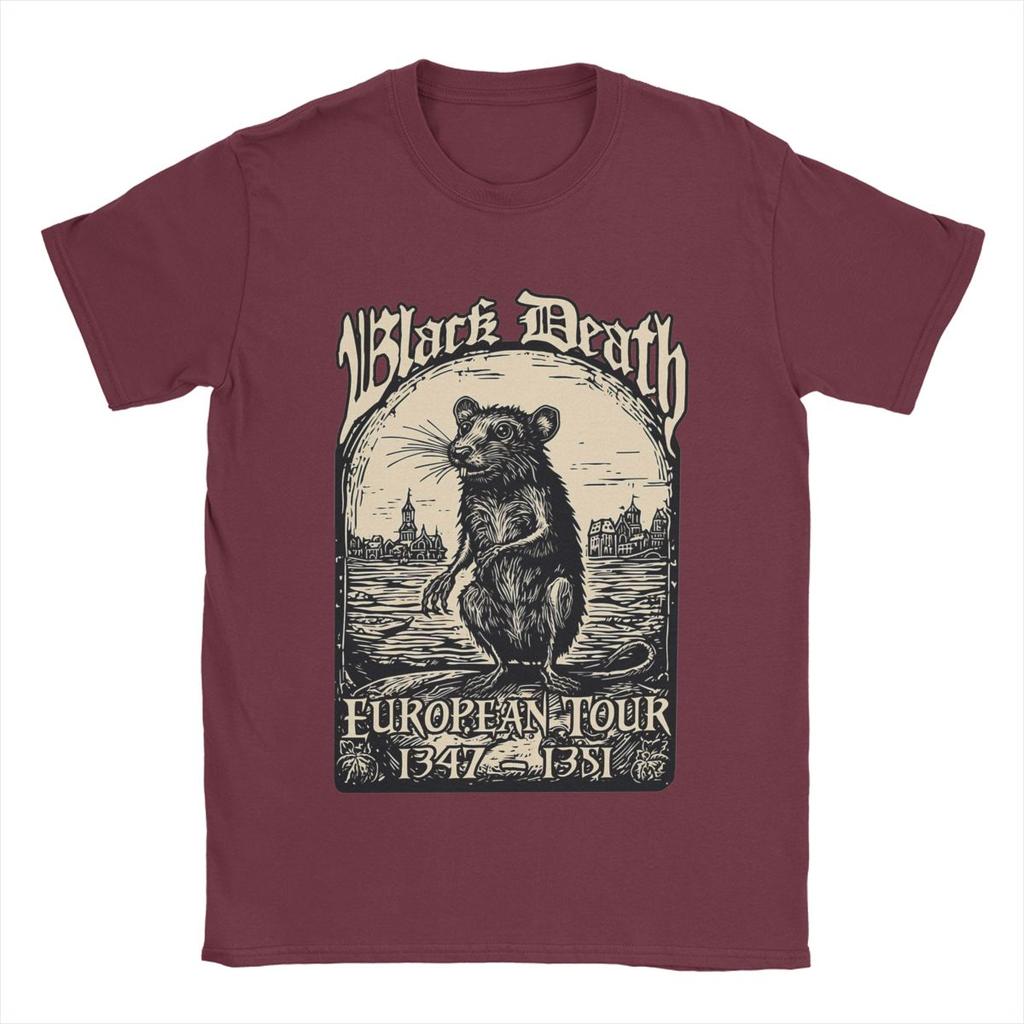 Pánská trička Černá smrt Evropské turné 1347-1351 100% bavlna Oblečení Vtipné tričko s kulatým výstřihem Novinka Trička