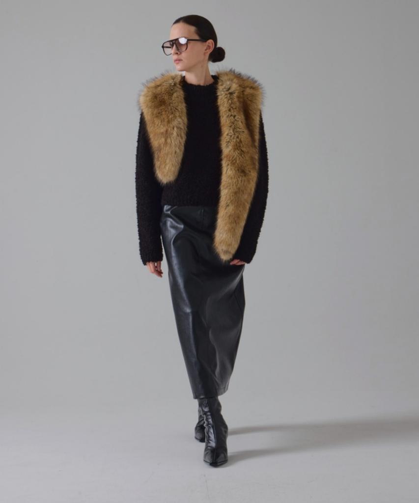 Owaiwai Boucle Half-Neck Wool Knit_Black