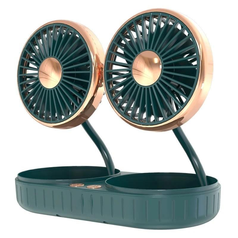 1PCS Double Headed Car Mounted USB Fan 3 Gear Speed Electric Fan Mini Adjustable Angle Cooling Fan