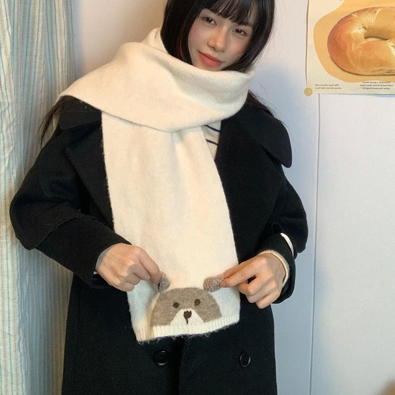 Luochi Cartoon Animal Knit Neck Warmer Scarf - Cozy Autumn Winter Accessory for Students & Couples
