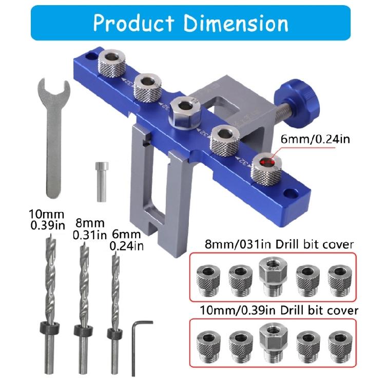 3-In-1 Pocket Hole Jig 6/8/10mm Pocket Hole Wood Dowel Drilling Templates Set Adjustable Drill Guide Puncher Locator
