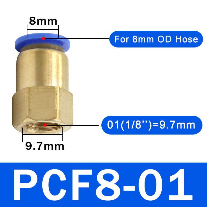 10PCS PCF Pneumatic Air Connector 4 6 8 10 12mm Hose Tube 1/8" 3/8" 1/2" 1/4" BSP Female Thread Brass Quick Pipe Joint Fitting PCV Valves 1