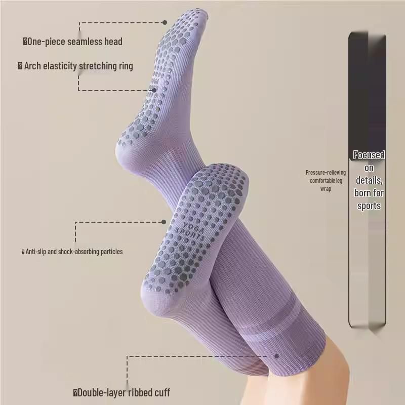 Women's Non-Slip Calf Compression Socks for Running & Yoga with Gel Dots