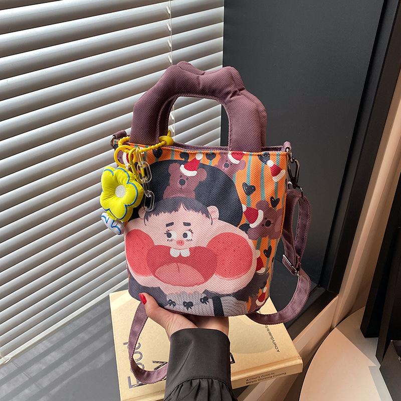 

Трендовая сумка-ведро большой вместимости женская сумка через плечо маленькая сумка персонализированная уродливая милая сумка на плечо сумка для通勤 оптом Without pendant оранжевый