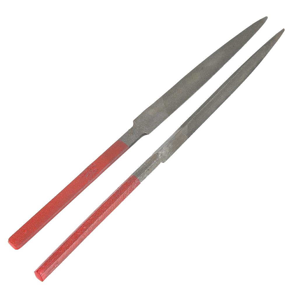 2pcs Files Set Red Handle Jewelry Making Processing Grinding Tool Accessory Set (Semicircle File Triangular File)