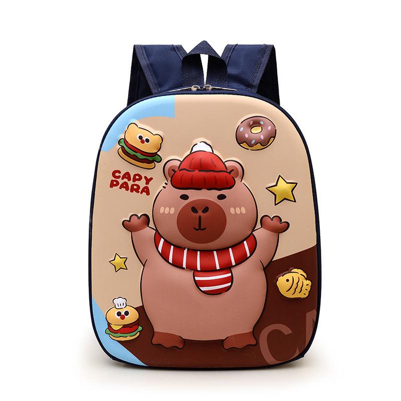 School Bag Kapibara Bag Cartoon Hard Shell Bag 3-6 Years Old Trendy Fashion Shoulder Back
