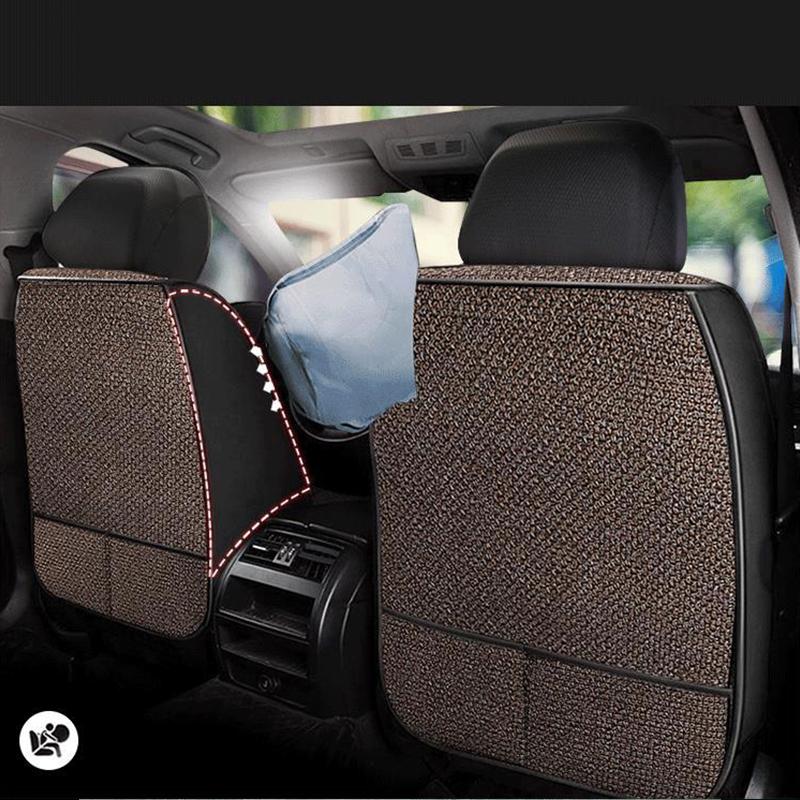 1PC Four Seasons Universal Car Seat Cushion Luxury All Inclusive Cotton Linen Seat Protector SUV Auto Front Seat Cover Interior
