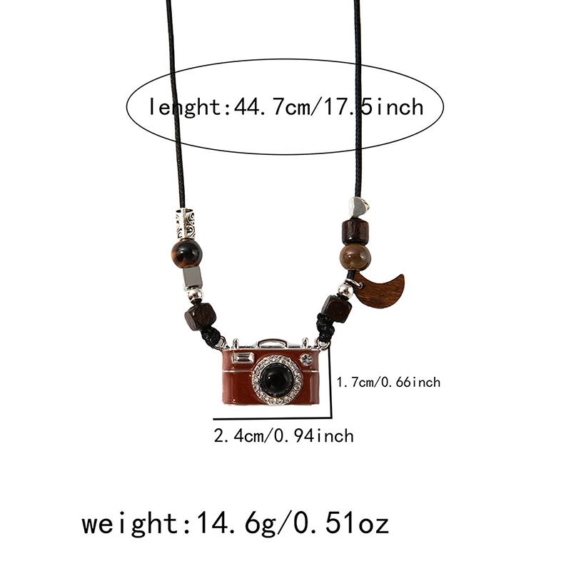 Resin Round Hollow Pendant Necklaces For Women Trendy Black Leather Rope Long Sweater Chain Necklaces Party Jewelry