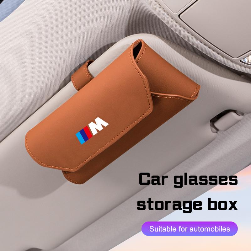 BBJE7 For BMW M M3 M5 E36 E39 E46 E60 E70 E90 E91 E92 F10 F40 G01 G70 Leather Car Visor Glasses Case Sunglasses Box Eyeglasses Storage