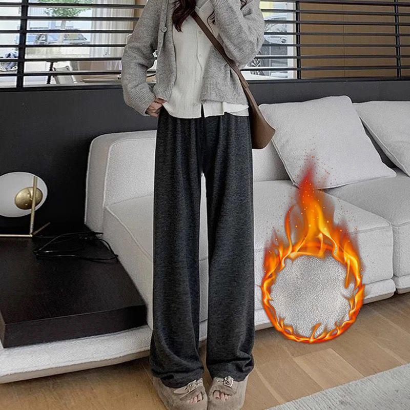 Maternity Wide-Leg Belly Support Pants - Autumn/Winter Fashion, Plus Velvet