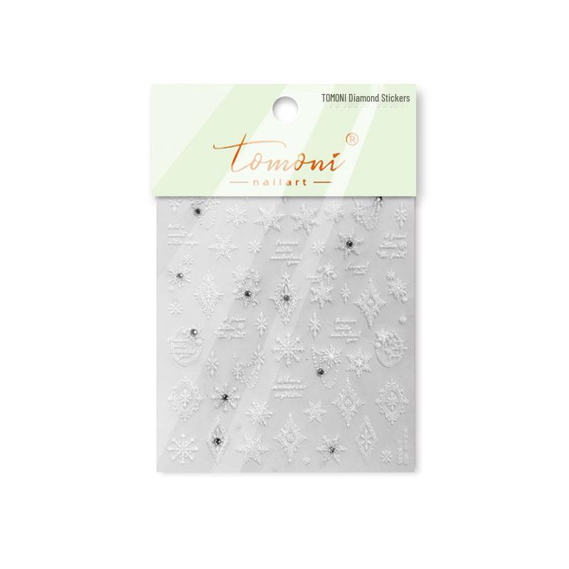 Tomoni Crystal Diamond Velvet Snowflake Nail Art Stickers - Popular Winter Nail Decoration