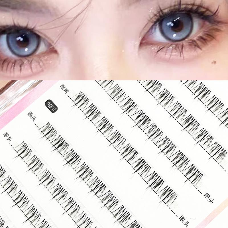 Coolles Thunderbolt Segmented Natural Lower Eyelashes – Small Flame Design with Transparent Stem