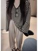 Tencel Linen Striped Loose Fit Women's Sunscreen T-Shirt