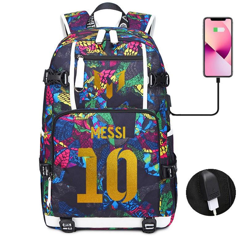 Glow-in-the-Dark Soccer Backpack Teens Large Capacity Laptop Bag With Padded Straps Oxford Fabric Trendy Patchwork Design