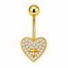 Belly Button Rings Gold Plated Shiny Cubic Zirconia Skin-friendly Durable Navel Ring for Beach Travel Daily Use