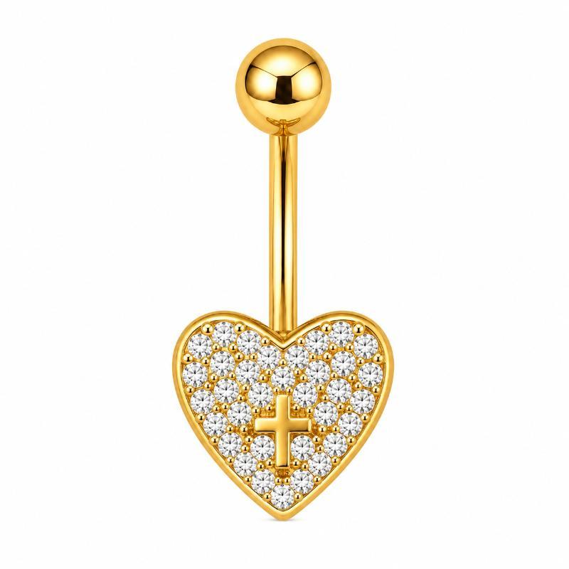 Belly Button Rings Gold Plated Shiny Cubic Zirconia Skin-friendly Durable Navel Ring for Beach Travel Daily Use