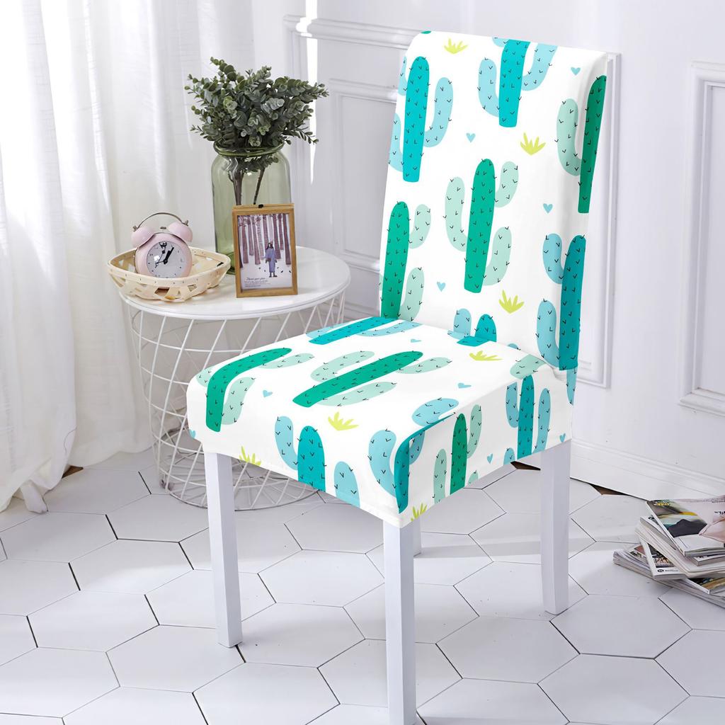 Printed Chair Cover Instagram Style Botanical Pattern Elastic Chair Cover All Season Universal Integrated Backrest Chair Cover
