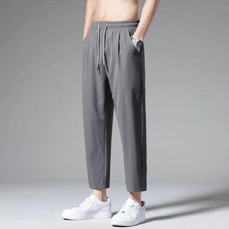 Men's Korean Style Wide-Leg Casual Pants - Autumn Loose Fit, Straight Nine-Point Trousers