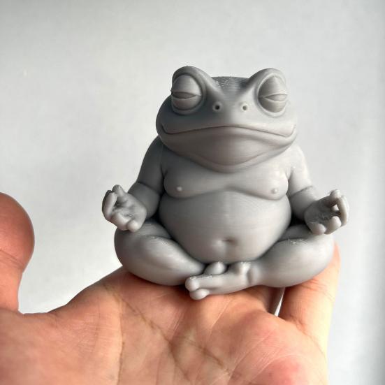 Zen Frog Ornament Frog Sitting In Meditation Figurine 3D Printed Desktop Frog Statue for Home Office Bookshelves Cabinet Decoration