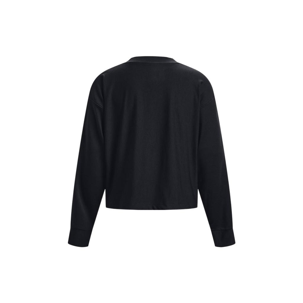 (WMNS) Under Armour Logo Rival Terry Oversized Crew 'Black' Women's 1376995-001