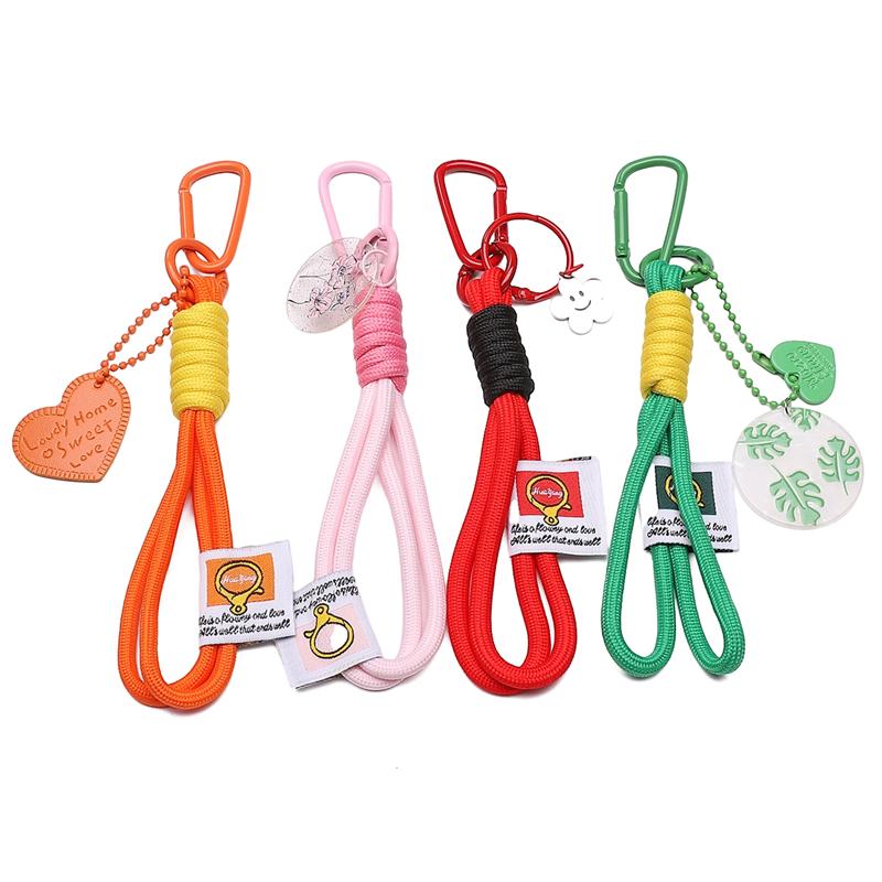 1 Piece Fashion Colorful Braided Lanyard Keychain Anti-Lost Knot Nylon Rope Keyring For Car Backpack Pendant Jewelry Accessories