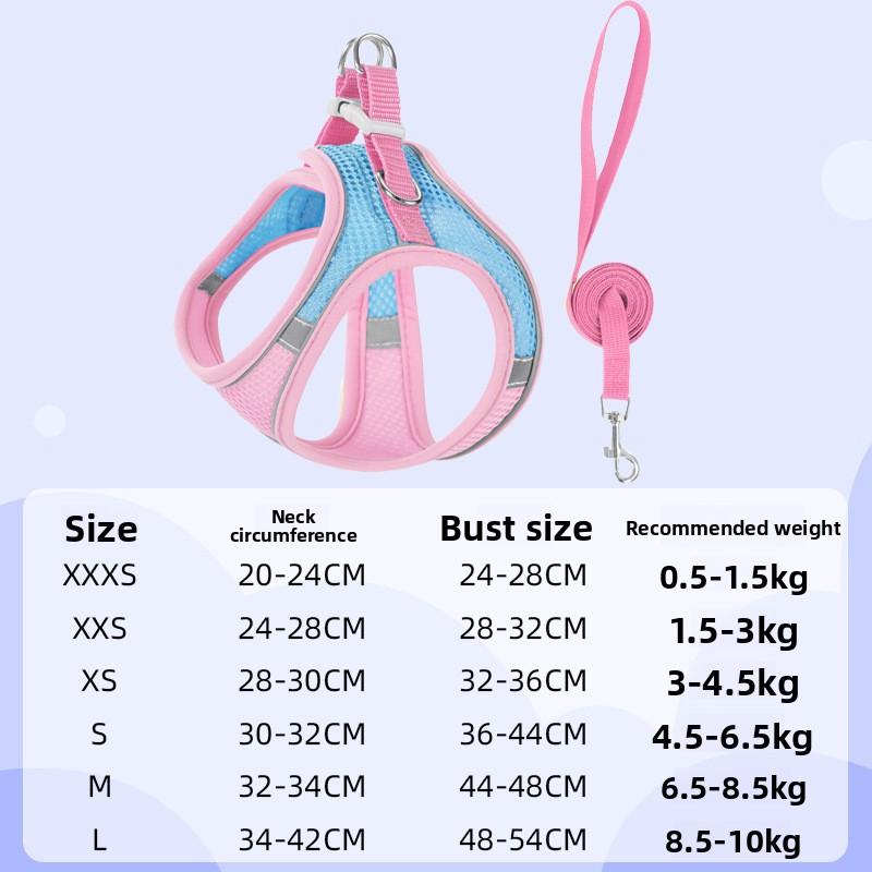 

Поводок для собаки, Товары для питомцев для груди и спины, Жилет-шлейка для питомца, Светоотражающий и дышащий поводок для кошки L розовый/синий